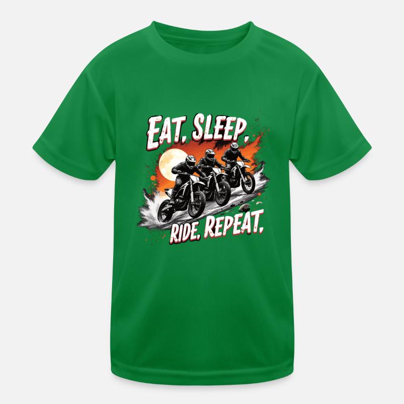 Motocross Eat Sleep Ride Repeat Kids Functional T-Shirt