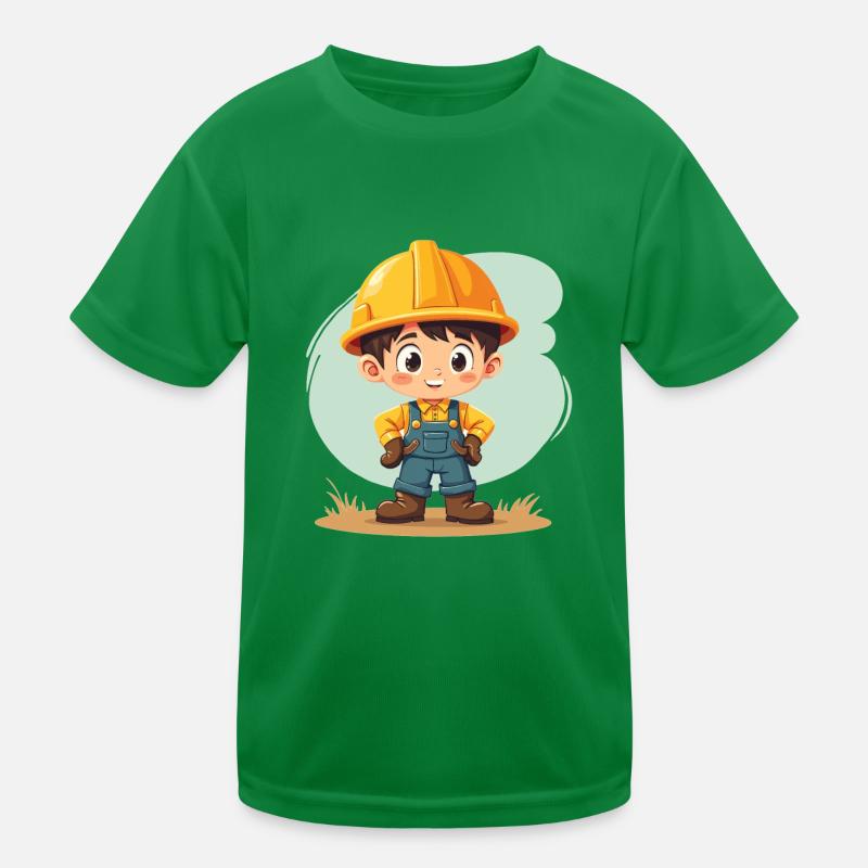 Construction Worker Design – Cute Motif for Kids Kids Functional T-Shirt