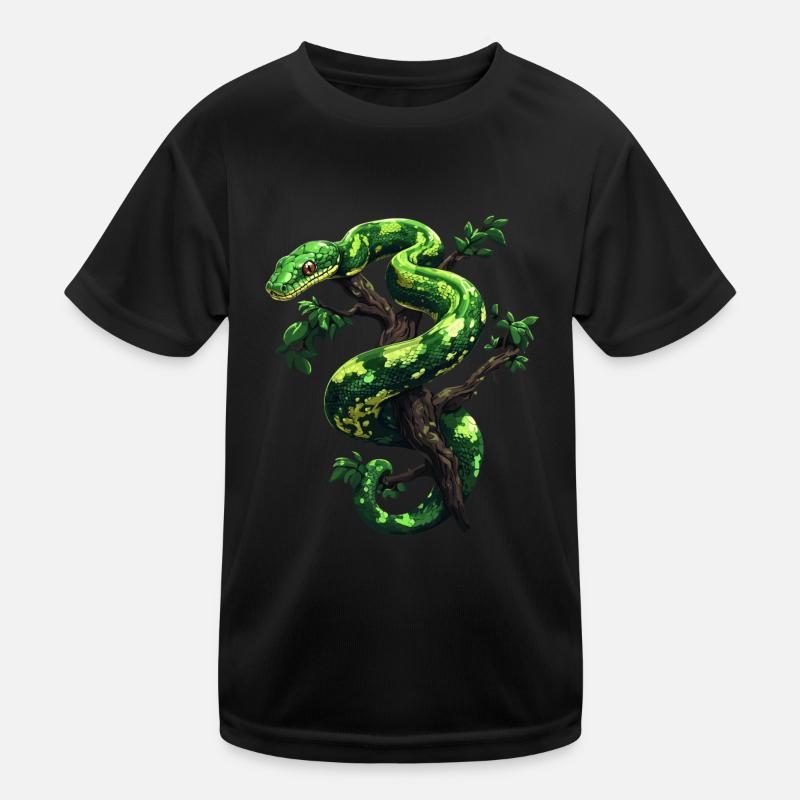Arbre vert Python Serpents Amoureux Terrarium T-shirt sport Enfant