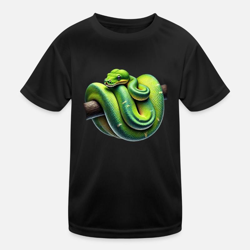Green Tree Python Snakes Lover Terrarium Kids Functional T-Shirt