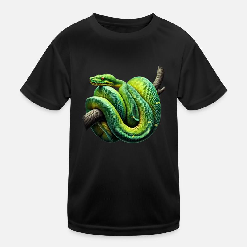 Green Tree Python Snakes Lover Terrarium Kids Functional T-Shirt