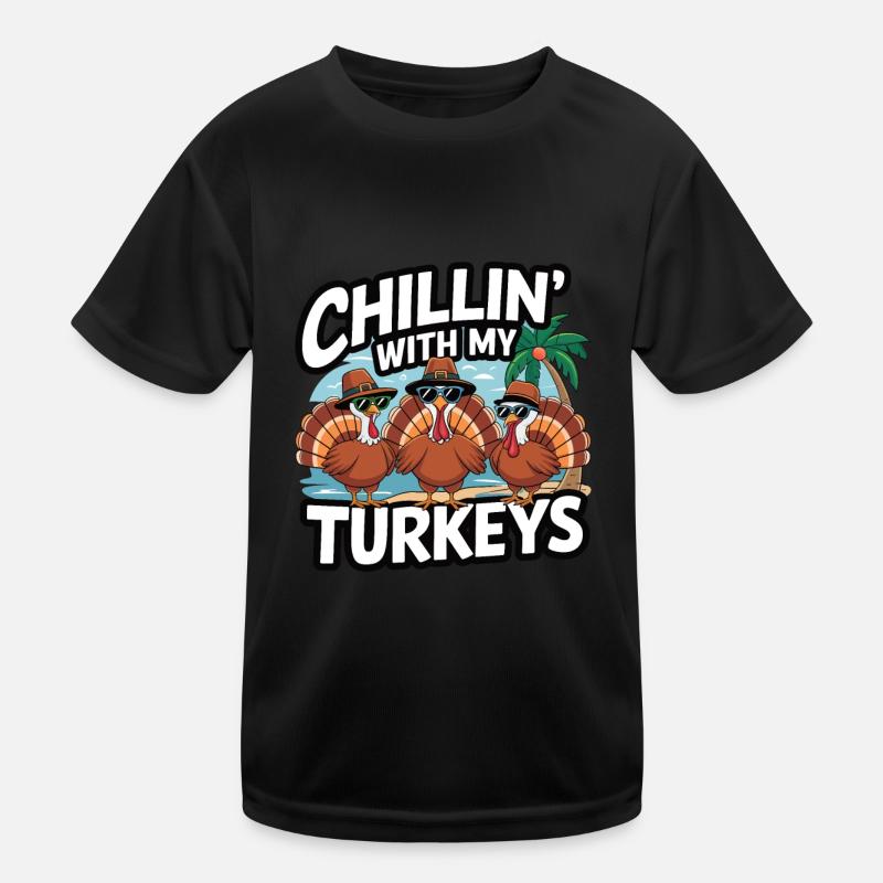 Dinde drôle de Thanksgiving T-shirt sport Enfant