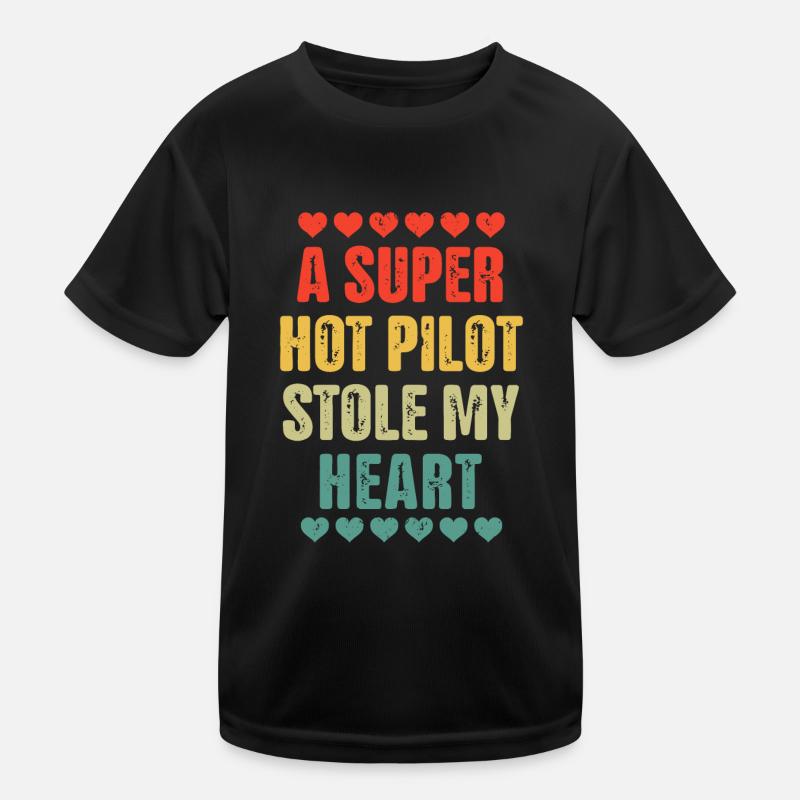 Retro Vintage Pilot Valentines Day Gift Kids Functional T-Shirt