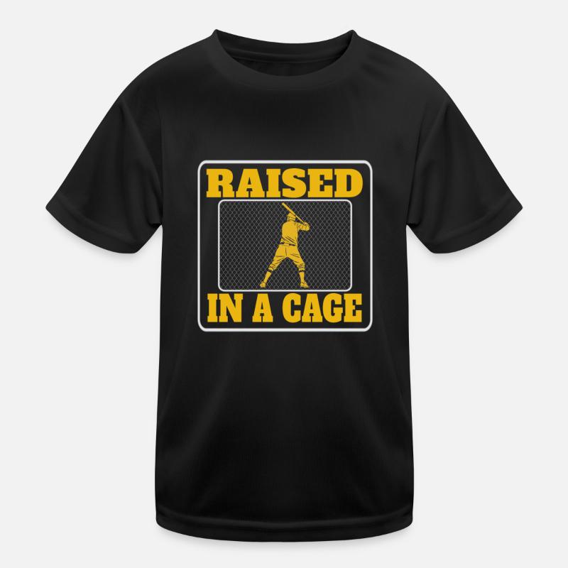 Élevé dans une cage Passion pour l’entraînement de baseball T-shirt sport Enfant