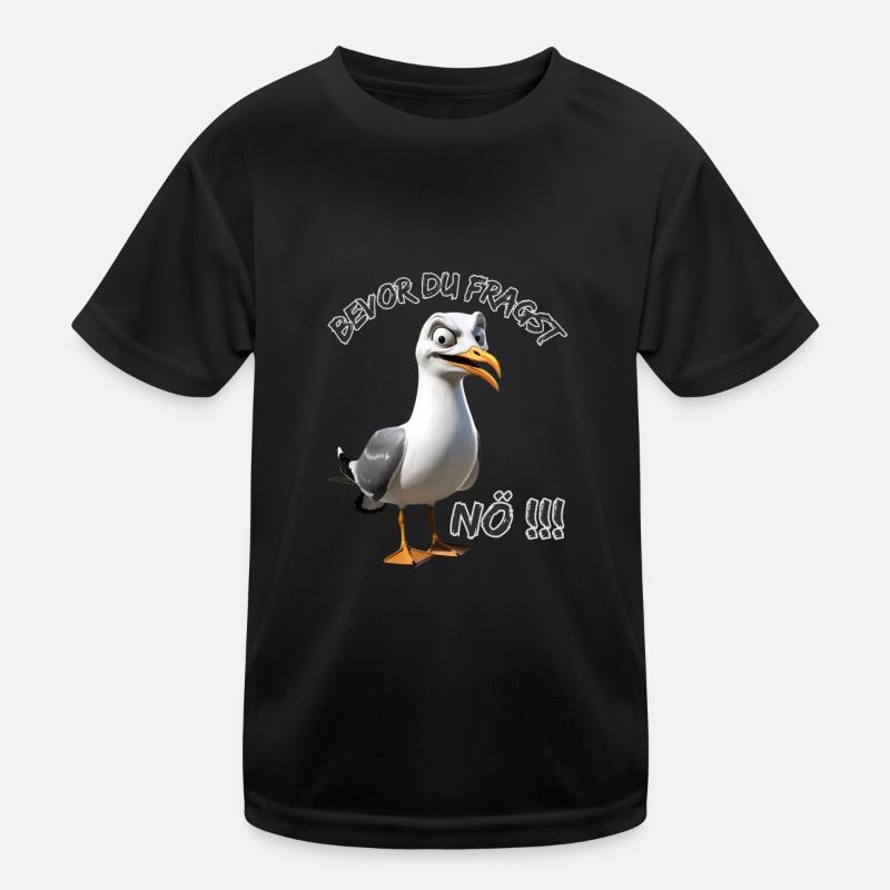 Funny saying with seagull Before you ask Nope !! Kids Functional T-Shirt