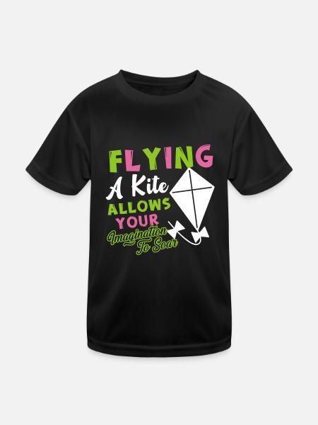 Kite Flying A Kite Allows Your Imagination To Soar - Kids Functional T-Shirt - black - Front