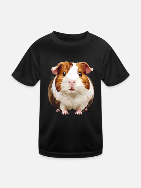 Meerschweinchen - Kinder Funktions-T-Shirt - Schwarz - Vorne