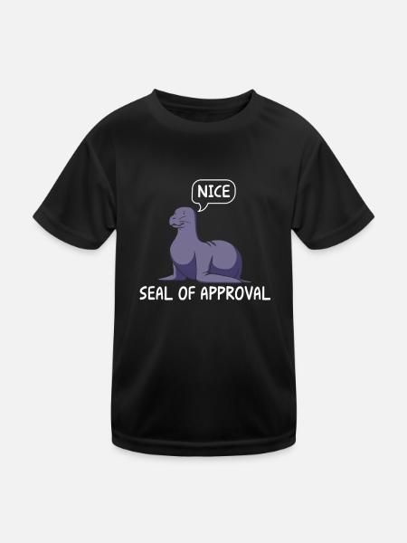 Sceau drôle avec sceau de bulle d’approbation - T-shirt sport Enfant - noir - Devant