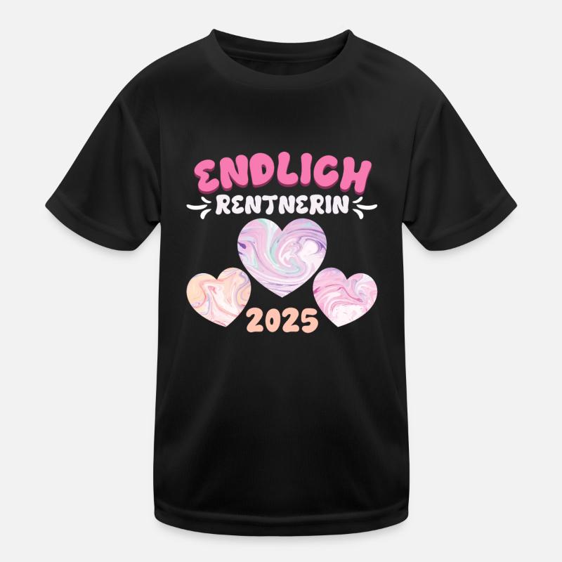 Rente ENDLICH RENTNERIN 2025 Großmutter Omi Kinder Funktions-T-Shirt