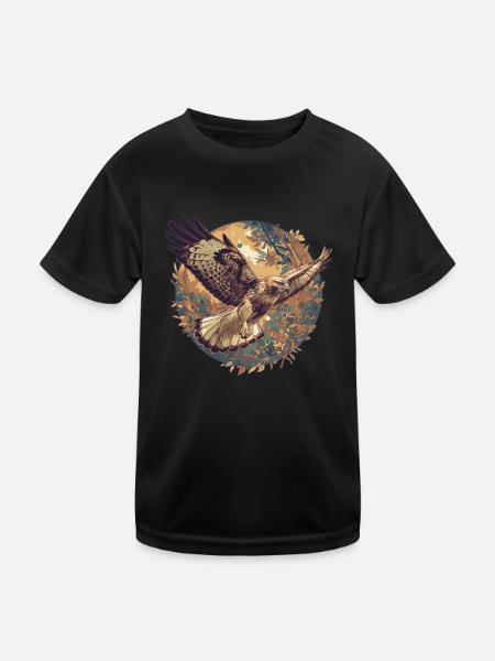 Falken Falke - Kinder Funktions-T-Shirt - Schwarz - Vorne
