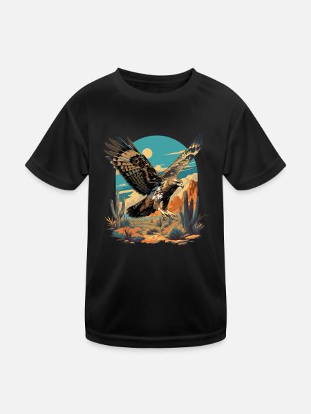 Falken Falke - Kinder Funktions-T-Shirt - Schwarz - Vorne