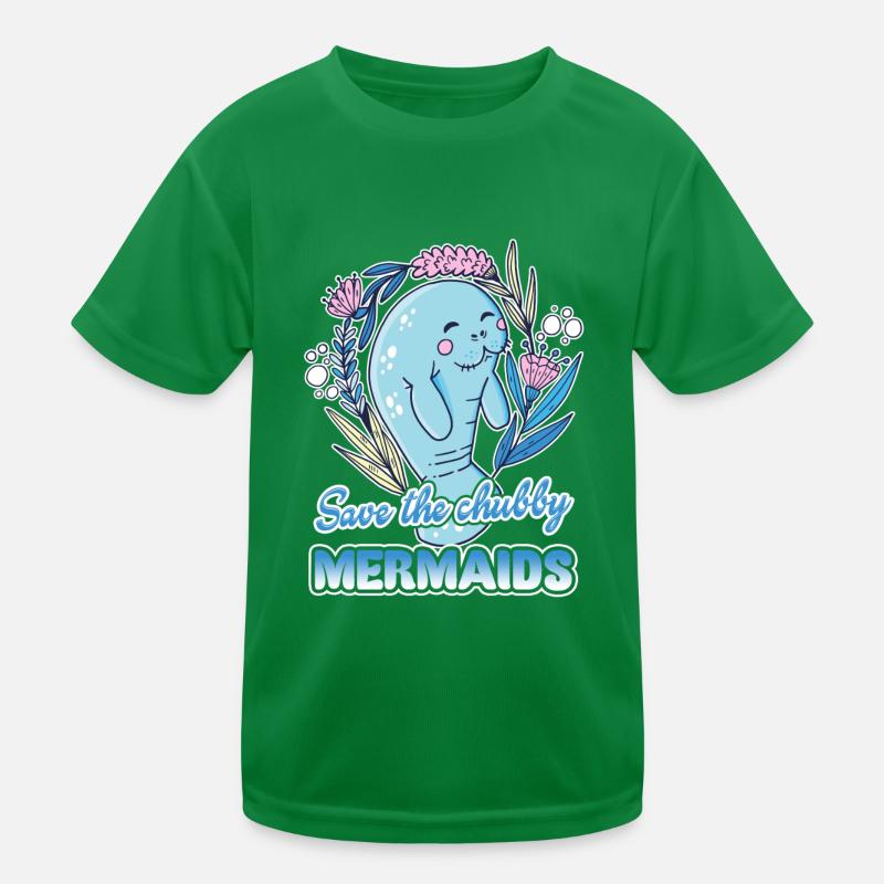 Manatee Save Chubby Mermaids Kids Functional T-Shirt