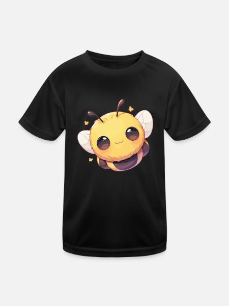 Bienen Biene - Kinder Funktions-T-Shirt - Schwarz - Vorne