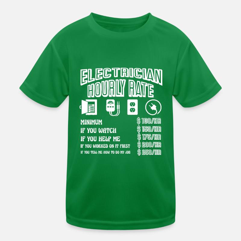 Electrician Hourly Rate Kids Functional T-Shirt