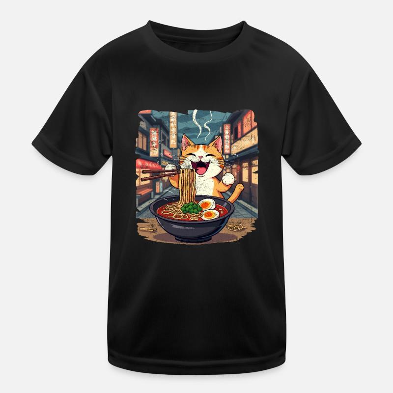 Katze Und Ramen, Digitale Kunst Katze Kinder Funktions-T-Shirt
