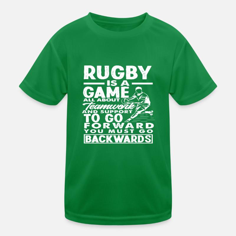 Rugby Player Teamwork Walking Backwards Kids Functional T-Shirt
