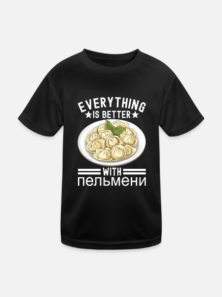 Pelmeni Russische Küche - Kinder Funktions-T-Shirt - Schwarz - Vorne