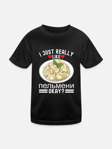 Pelmeni Russian Cuisine - Kids Functional T-Shirt - black - Front