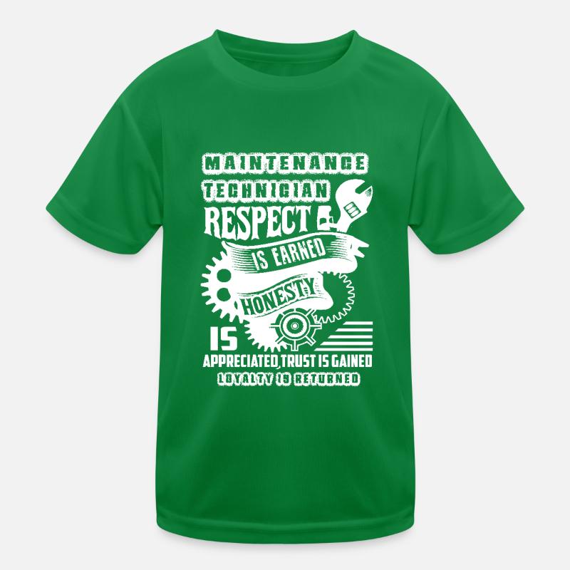 Maintenance Technician Respect Is Earned Kids Functional T-Shirt
