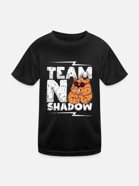 Team No Shadow Murmeltier Tag Spaß - Kinder Funktions-T-Shirt - Schwarz - Vorne