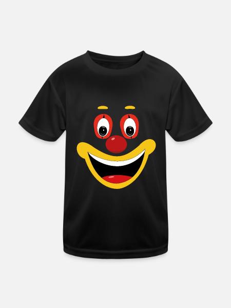 Fasching Clown Gesicht Lustig Fasching Feier Spaß - Kinder Funktions-T-Shirt - Schwarz - Vorne