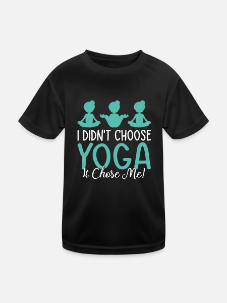 I didn't choose yoga it chose me - Yoga Lover - Kinder Funktions-T-Shirt - Schwarz - Vorne