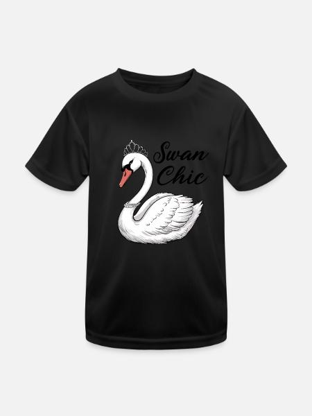 Eleganter Schwan für Schwan Fan - Kinder Funktions-T-Shirt - Schwarz