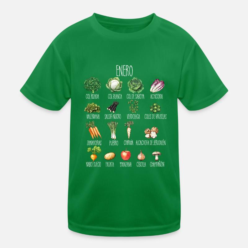 Januar Saisonale Obst- und Gemüsecollage Kinder Funktions-T-Shirt