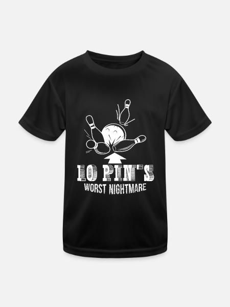 Bowling 10 Pins Worst Nightmare - Kids Functional T-Shirt - black - Front
