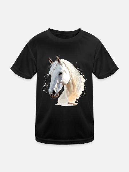 Cheval Chevaux Équitation Cavalier Cavalier Cheval sauvage - T-shirt sport Enfant - noir - Devant