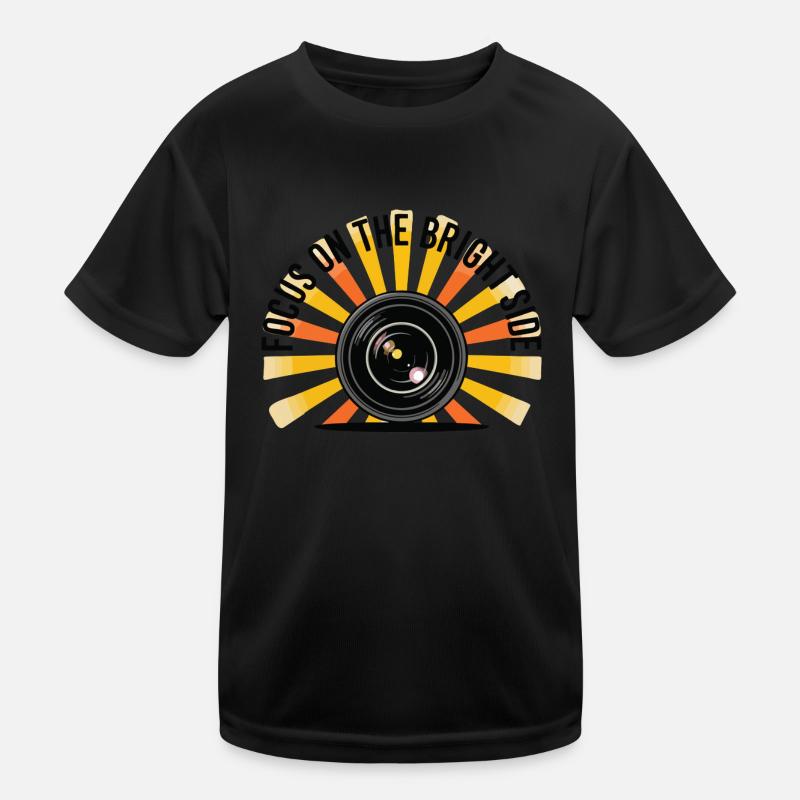 Focus on Bright Side Funny Camera Lens Kids Functional T-Shirt