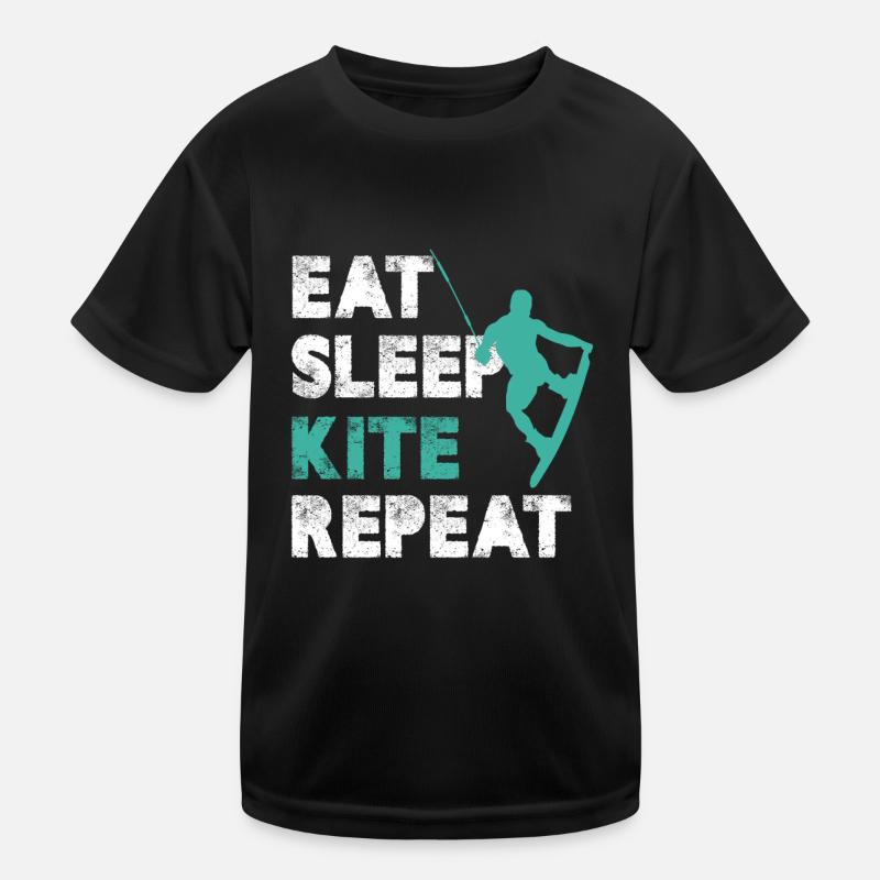 Eat Sleep Kite Repeat Waver Surfer Kiteboarding Kinder Funktions-T-Shirt