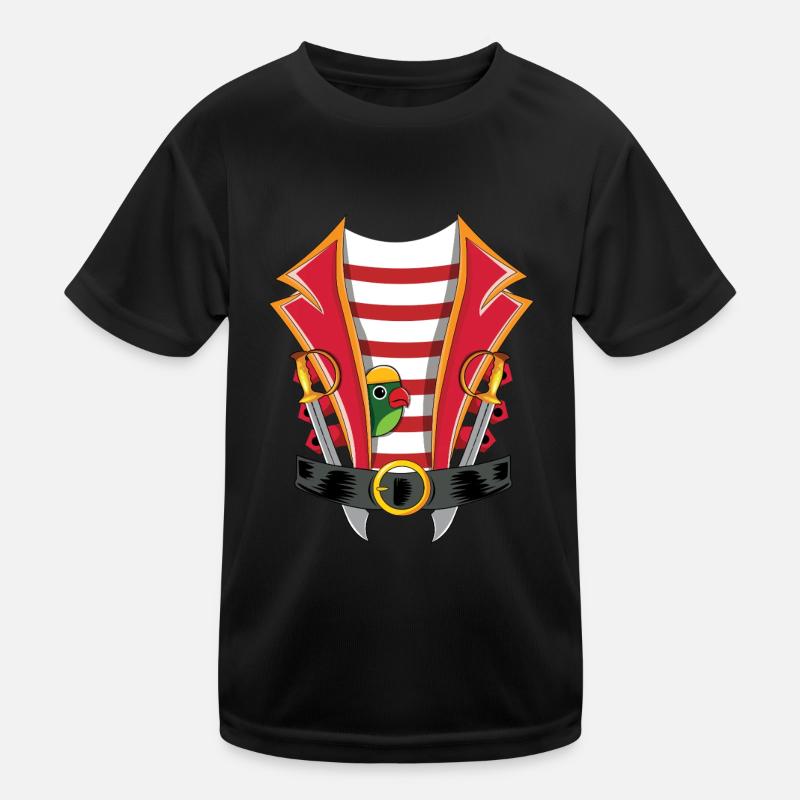 Fasching Pirat Kostüm Papagei Rot Kinder Funktions-T-Shirt