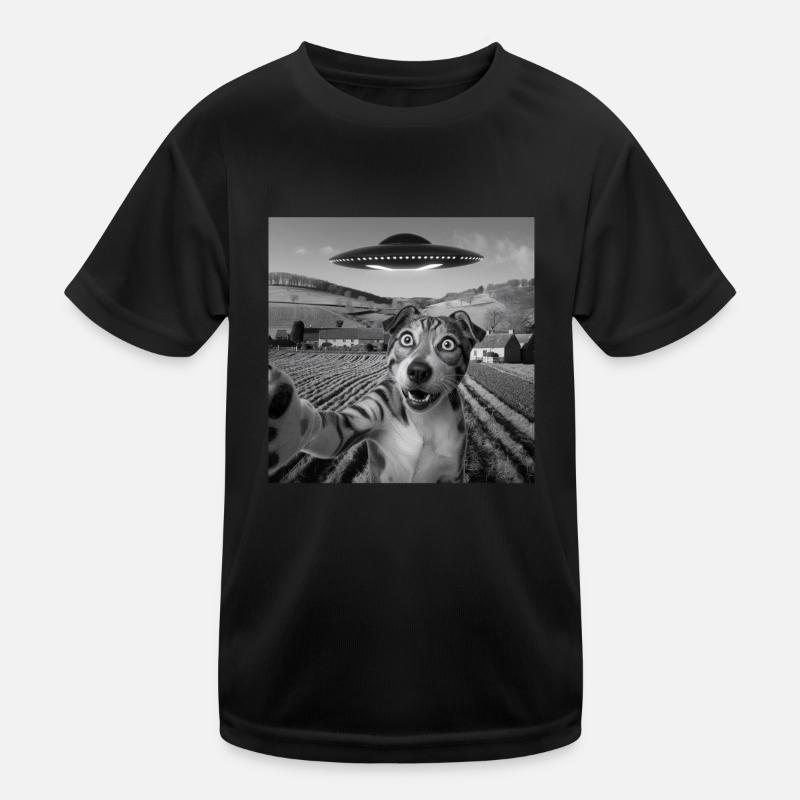 Alien Encounter Dog Selfie Kids Functional T-Shirt