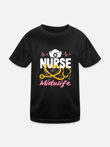 Nurse Midwife Design - Kids Functional T-Shirt - black - Front