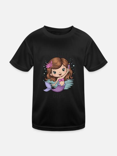 Birthday Girl Mermaid - Kids Functional T-Shirt - black - Front