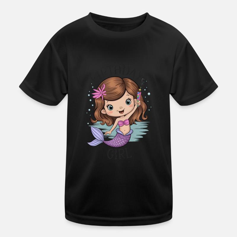 Geburtstag Mädchen Meerjungfrau Kinder Funktions-T-Shirt