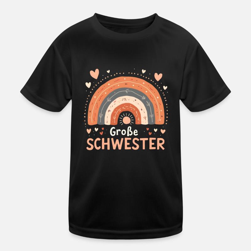 Große Schwester Regenbogen Boho Kinder Funktions-T-Shirt