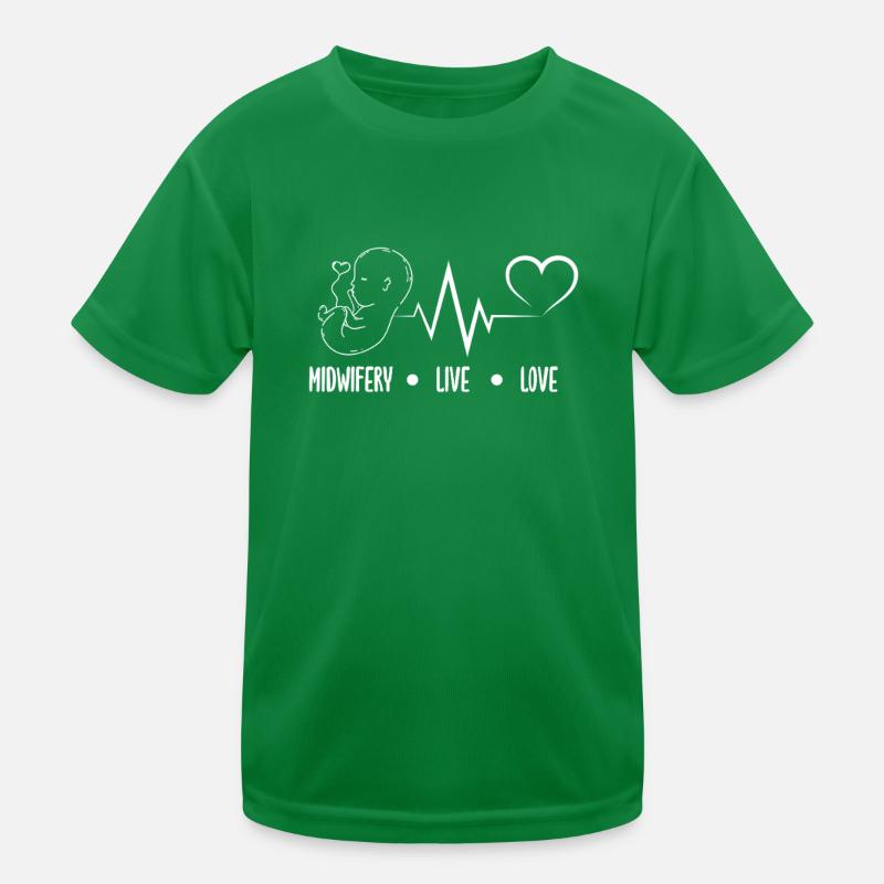 Hebamme Leben Lieben Herzschlag Kinder Funktions-T-Shirt