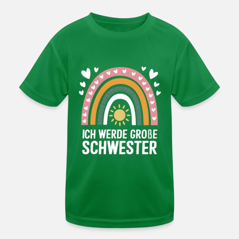 Ich Werde Große Schwester Regenbogen Boho Kinder Funktions-T-Shirt
