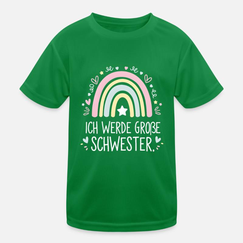 Ich Werde Große Schwester Regenbogen Boho Kinder Funktions-T-Shirt