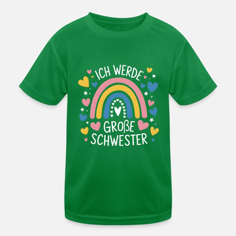 Ich Werde Große Schwester Regenbogen Boho Kinder Funktions-T-Shirt