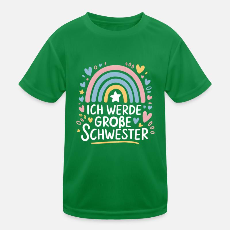 Ich Werde Große Schwester Regenbogen Boho Kinder Funktions-T-Shirt