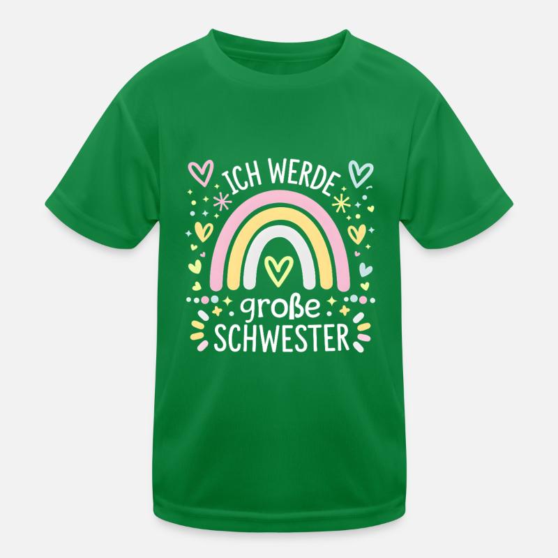 Ich Werde Große Schwester Regenbogen Boho Kinder Funktions-T-Shirt
