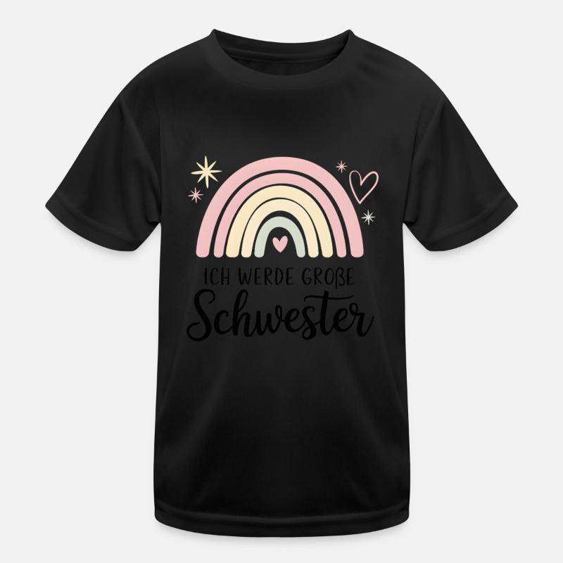 Ich Werde Große Schwester Regenbogen Boho Kinder Funktions-T-Shirt