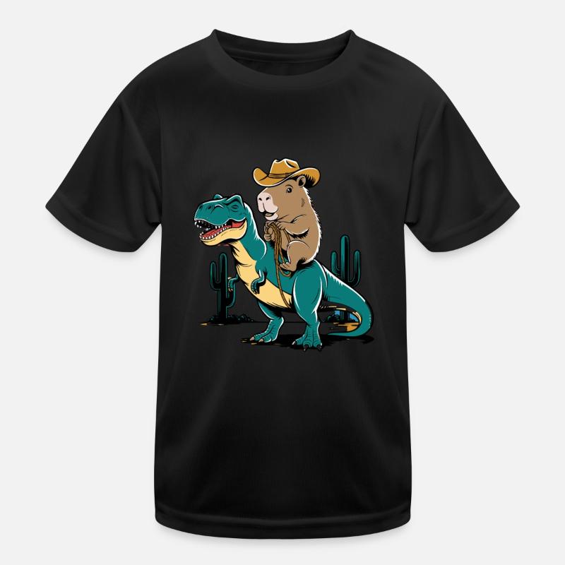 Niedliches Capybara auf Dinosaurier für einen Kinder Funktions-T-Shirt