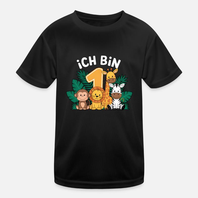 1. Geburtstag 1 Jahr Dschungel Tiere Löwe Giraffe Kinder Funktions-T-Shirt