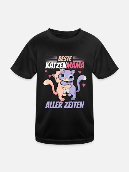 Beste Katzenmama Aller Zeiten Lustige Katzen - Kinder Funktions-T-Shirt - Schwarz - Vorne
