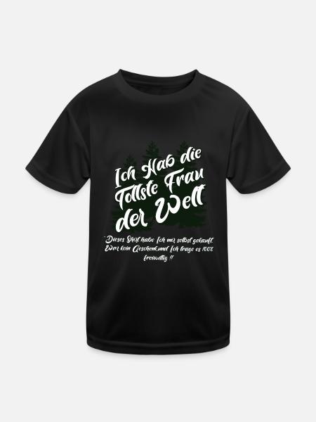 Hochzeit Verlobung Ich habe die tollste Frau - Kinder Funktions-T-Shirt - Schwarz