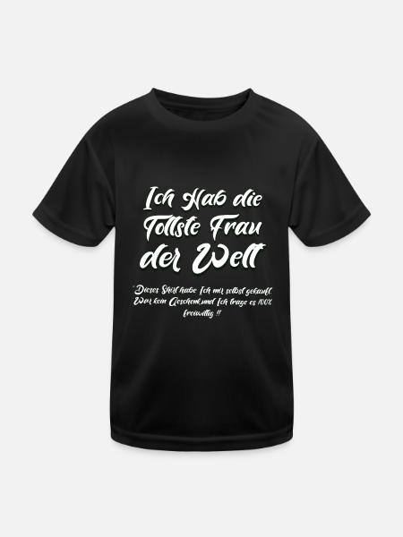 Hochzeit Verlobung Ich habe die tollste Frau - Kinder Funktions-T-Shirt - Schwarz - Vorne